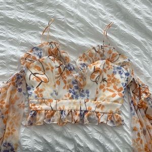 Saints + Secrets Off Shoulder Floral Crop Top